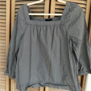 J Crew gingham square neck top